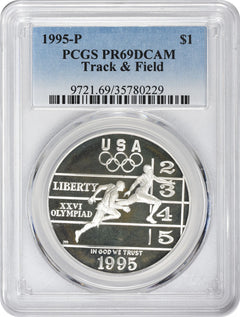 1995-P Track & Field Olympic Silver Commemorative Dollar PR69DCAM PCGS Proof 69-1
