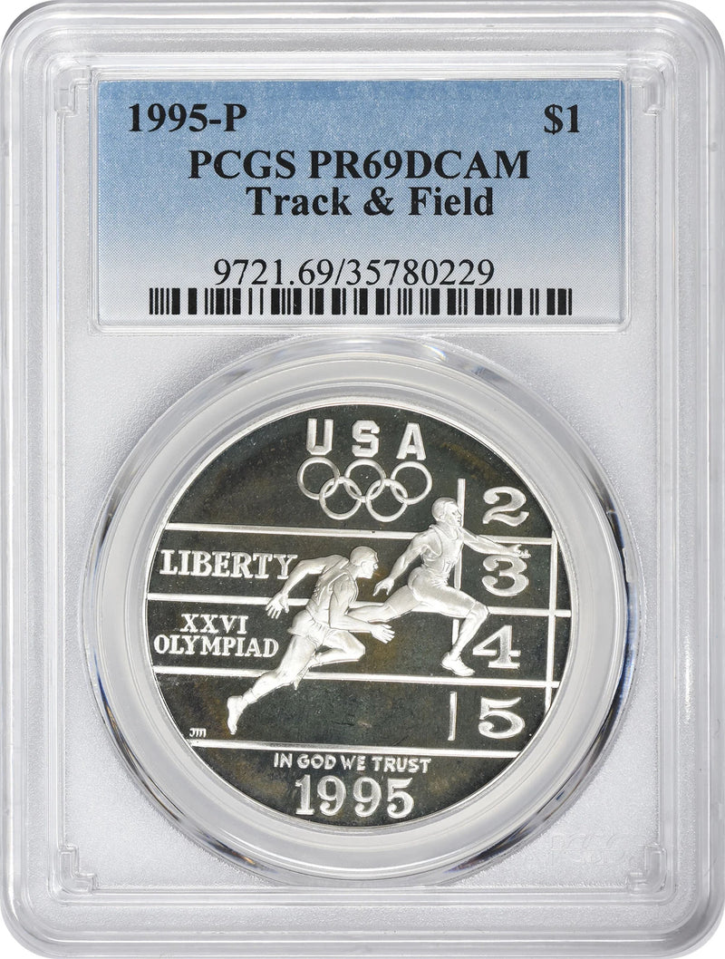 1995-P Track & Field Olympic Silver Commemorative Dollar PR69DCAM PCGS Proof 69-1
