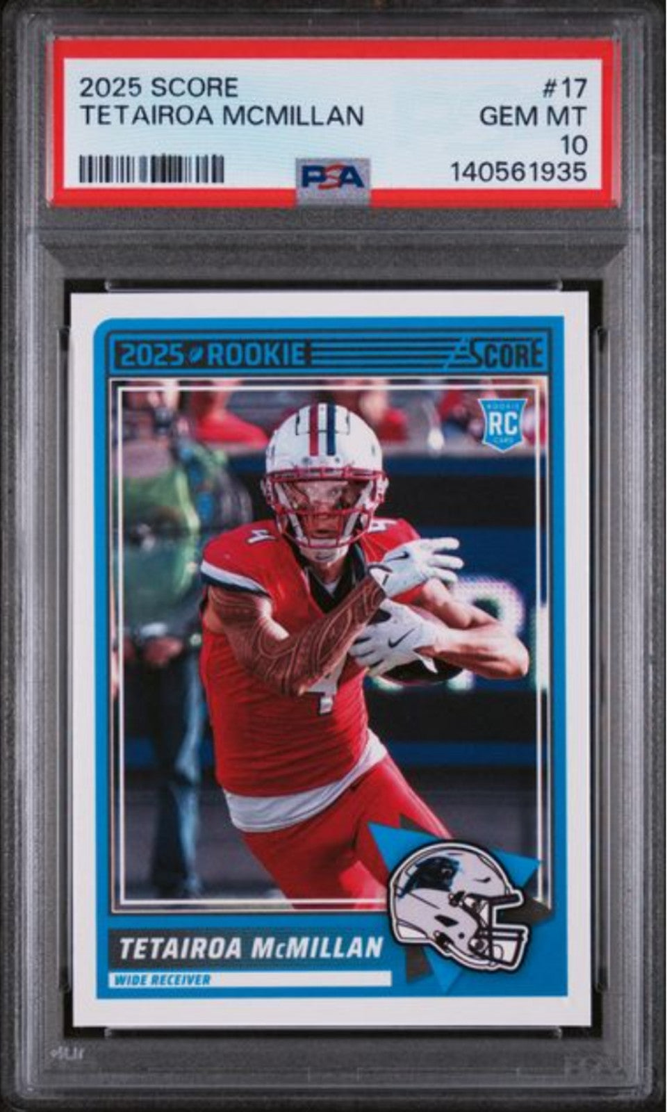 Graded 2025 Panini Score Tetairoa McMillan #17 Rookie RC Card PSA 10 Gem Mint-1