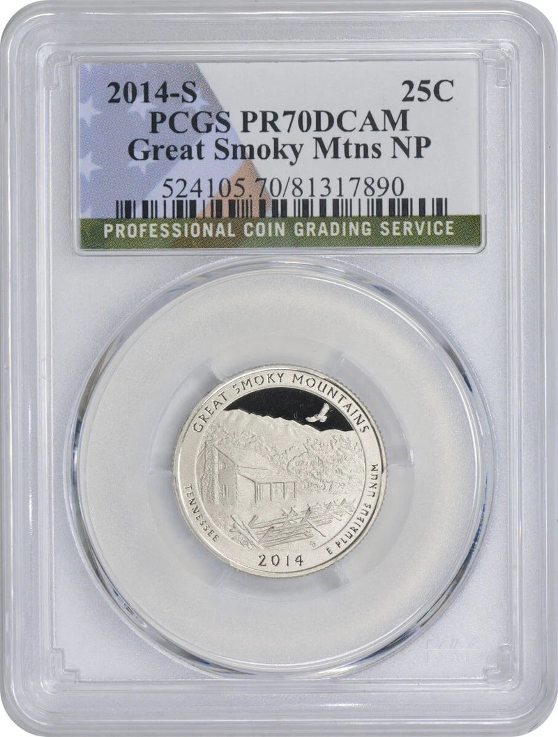 2014-S Flag Clad Great Smoky Mountains Mtns ATB National Quarter PR70DCAM PCGS-1