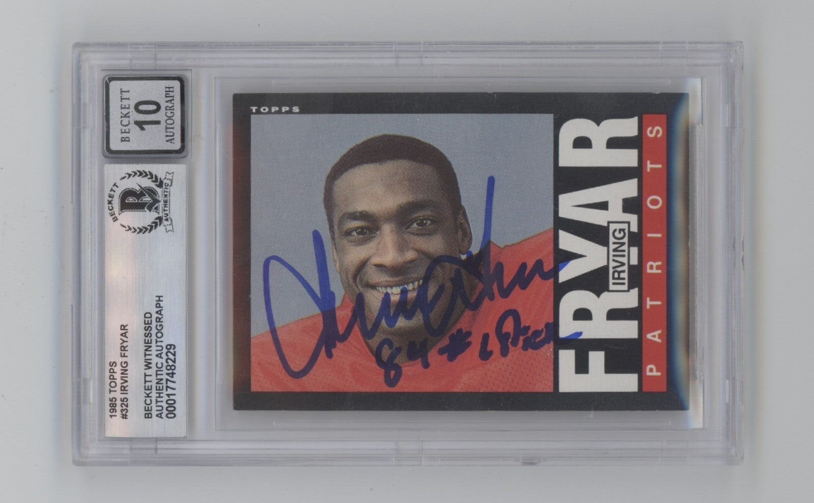 Irving Fryar 1985 Topps #325 RC Signed w 84 #1 Pick Beckett BGS 10 Auto Patriots-1
