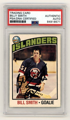 Billy Smith 1976-77 O-Pee-Chee OPC #46 Signed PSA Authentic Black Auto NYI HOF-1
