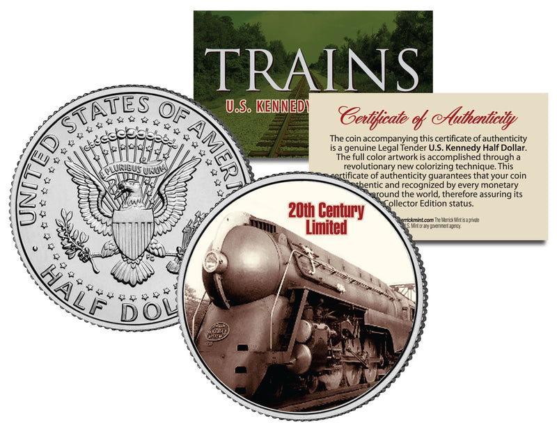 20th CENTURY LIMITED * Famous Trains * JFK Half Dollar Colorized U.S. Coin-1