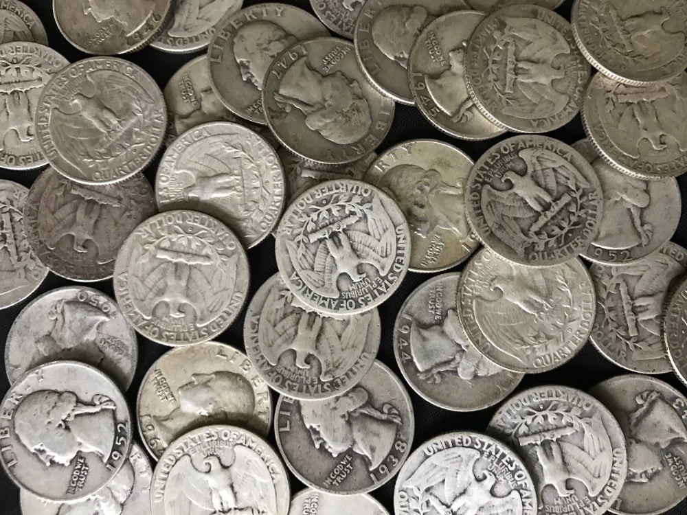 Lote de monedas de 25 centavos de Washington anteriores a 1965 con 90 % de plata y FECHA COMPLETA. Elija la cantidad.-2