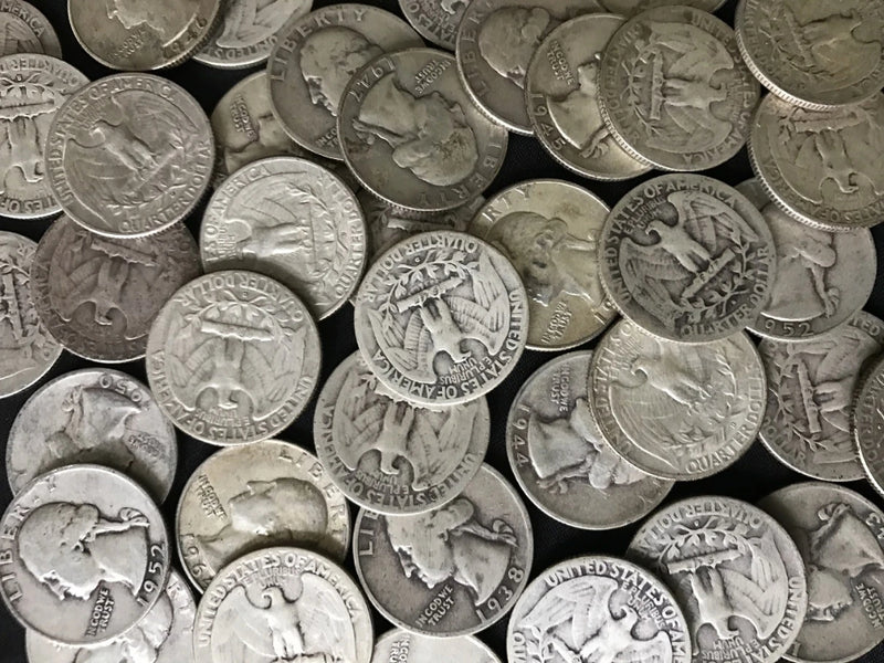 Lote de monedas de 25 centavos de Washington anteriores a 1965 con 90 % de plata y FECHA COMPLETA. Elija la cantidad.-2