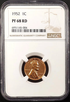 1952 Proof Lincoln Cent certified PF 68 RD by NGC! sku 5004-4
