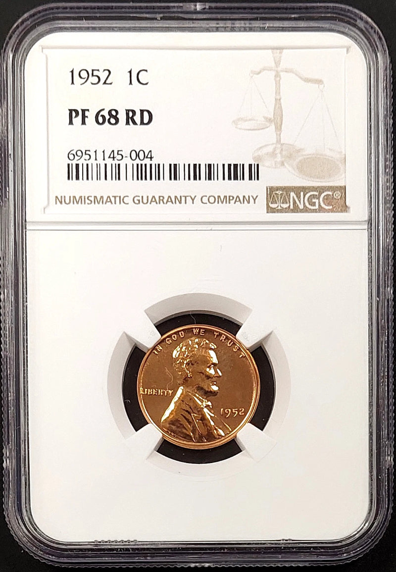 1952 Proof Lincoln Cent certified PF 68 RD by NGC! sku 5004-4