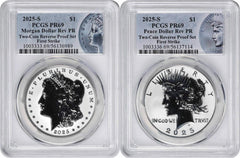 2025-S Morgan Peace Silver Dollar Reverse Proof Set PR69 FS PCGS Special Label-1