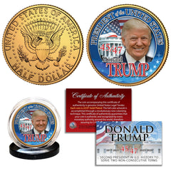 DONALD TRUMP 47th PRESIDENT 24KT Gold Plated JFK Kennedy Half Dollar Coin 45/47-1