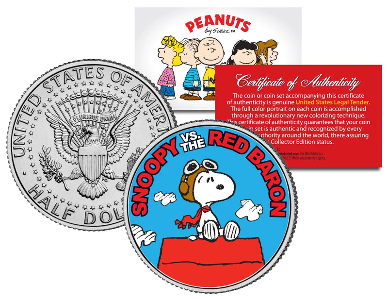 Peanuts SNOOPY vs. RED BARON JFK Half Dollar US Colorized Coin *Licensed*-1