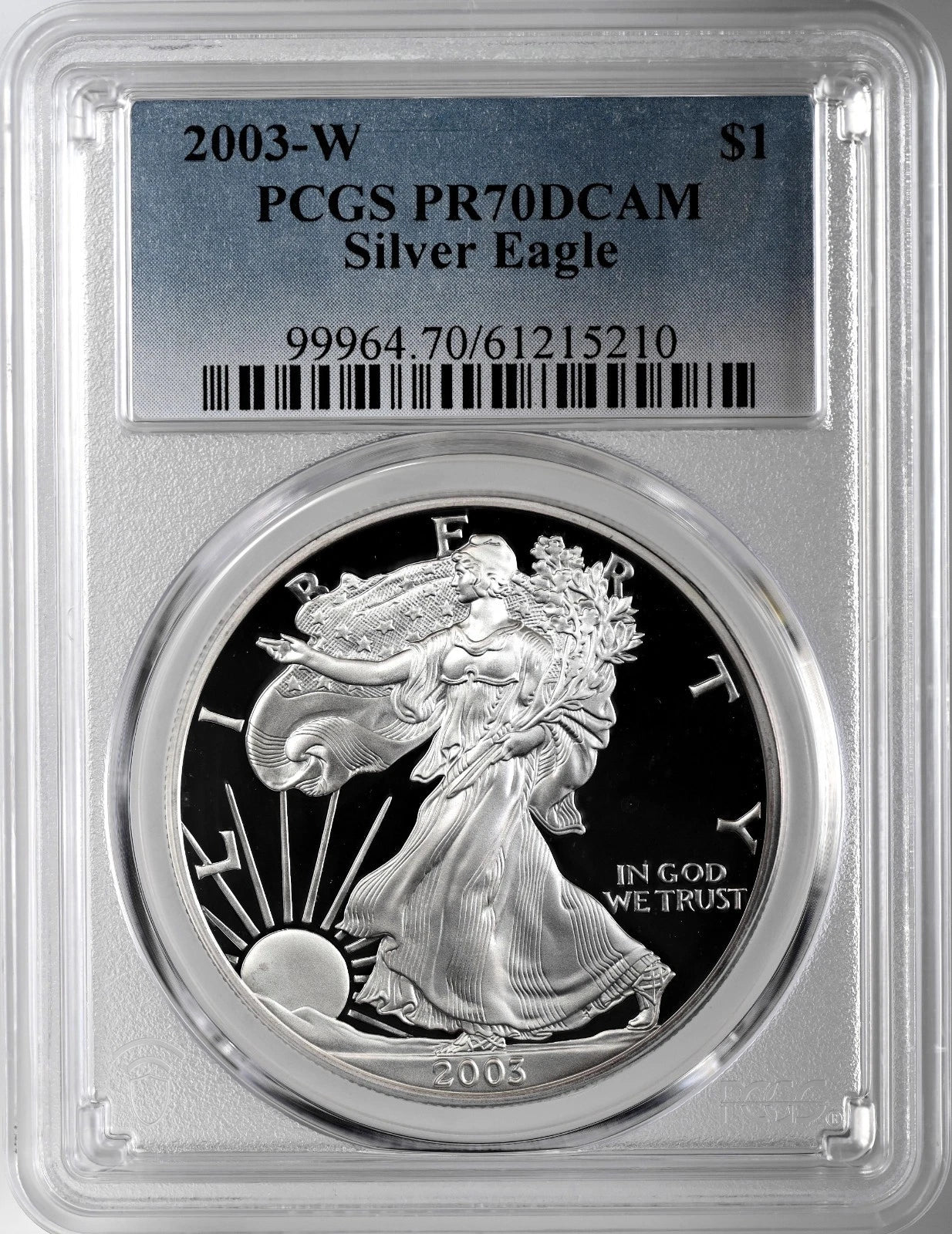 2003-W American Silver Eagle Dollar PR70DCAM PCGS Proof 70 Deep Cameo-1