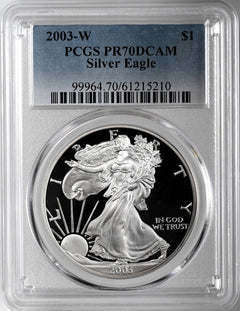2003-W American Silver Eagle Dollar PR70DCAM PCGS Proof 70 Deep Cameo-1