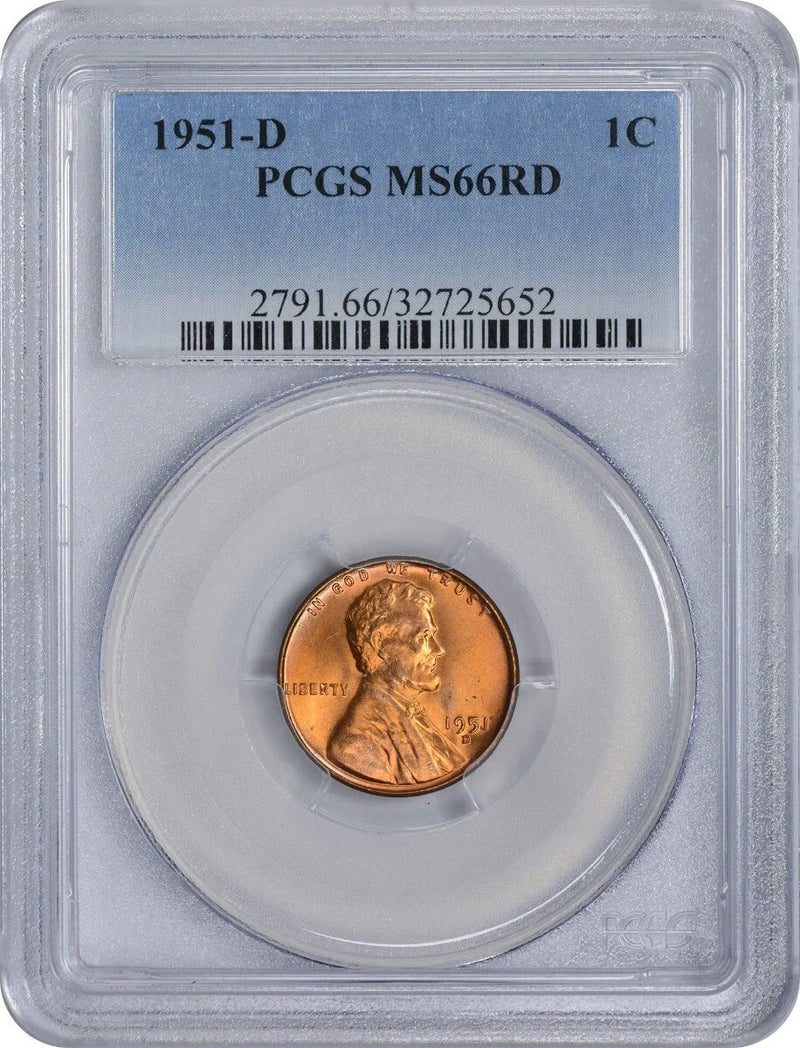 1951-D Lincoln Cent MS66RD PCGS-1