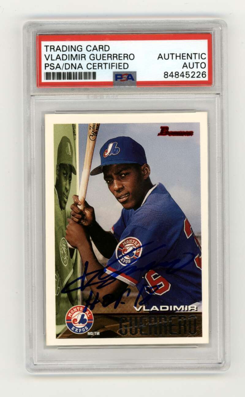 Vladimir Guerrero Sr. 1995 Bowman #90 RC w/ HOF 18 Ins Signed PSA Authentic Auto-1