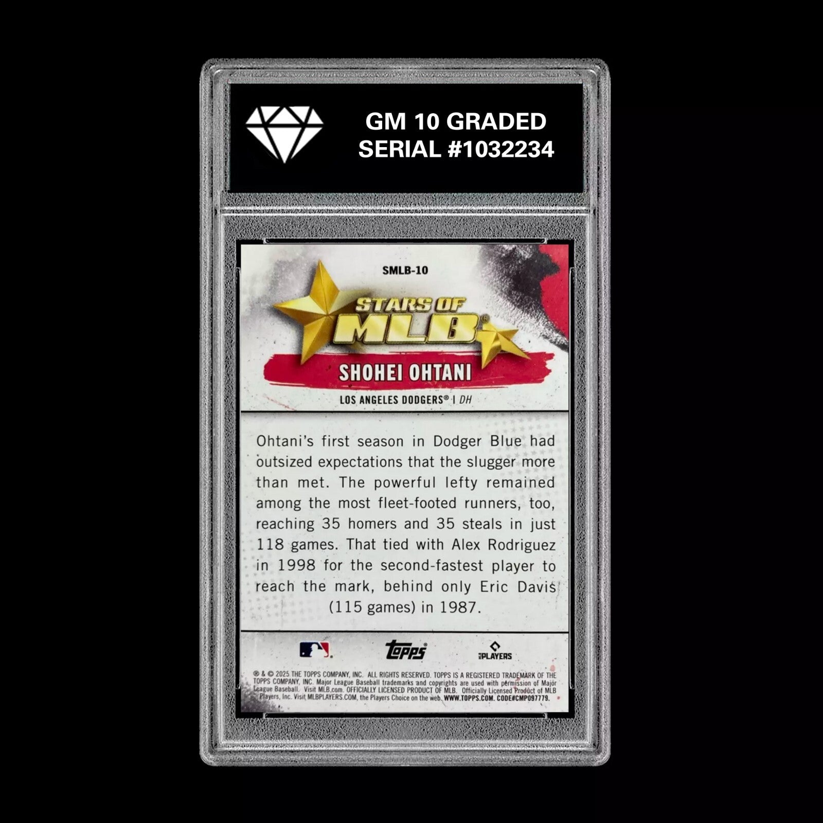 Graded 10 Shohei Ohtani 2025 Topps Series 1 Stars of MLB Insert Dodgers #SMLB-10-2