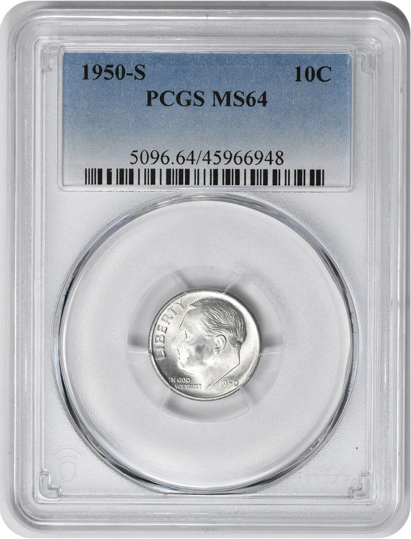 1950-S Roosevelt Silver Dime MS64 PCGS-1