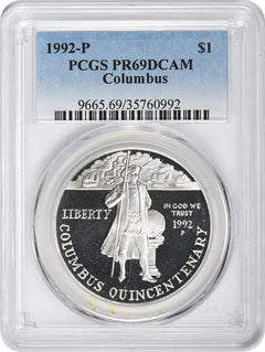 1992-P Columbus Silver Commemorative Dollar PR69DCAM PCGS Proof 69 Deep Cameo-1