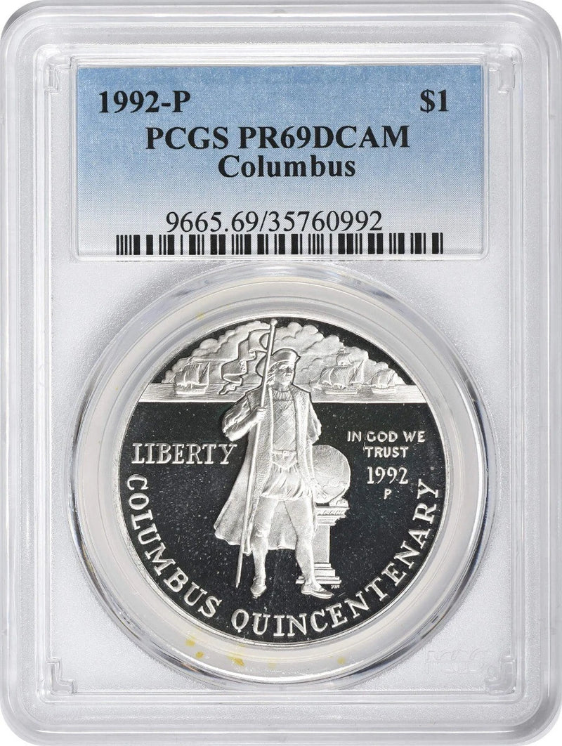 1992-P Columbus Silver Commemorative Dollar PR69DCAM PCGS Proof 69 Deep Cameo-1
