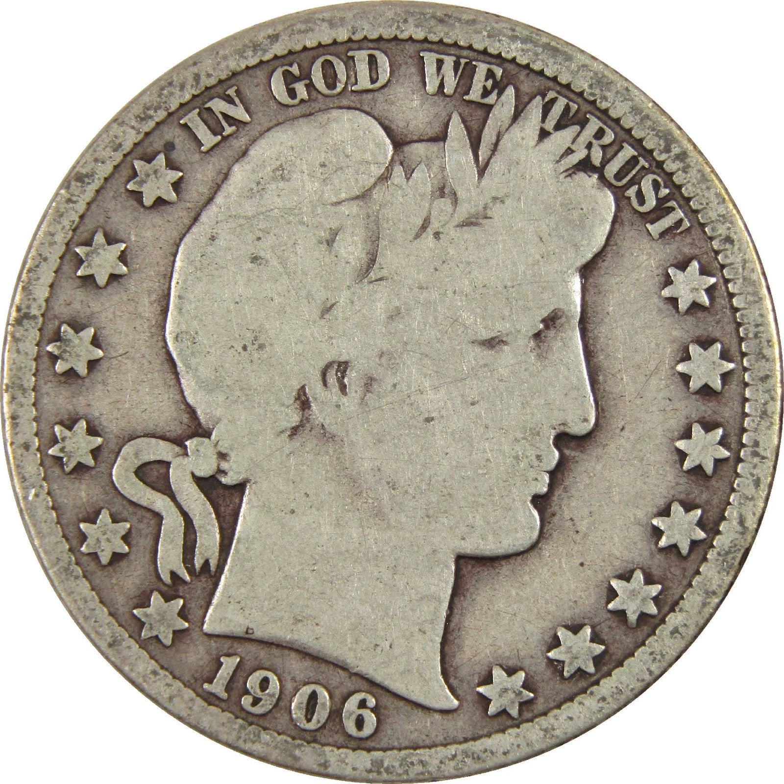 1906 D Barber Half Dollar G Good Silver 50c Coin-1