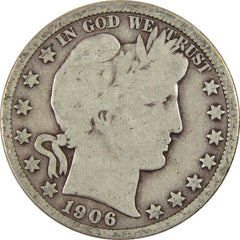 1906 D Barber Half Dollar G Good Silver 50c Coin-1