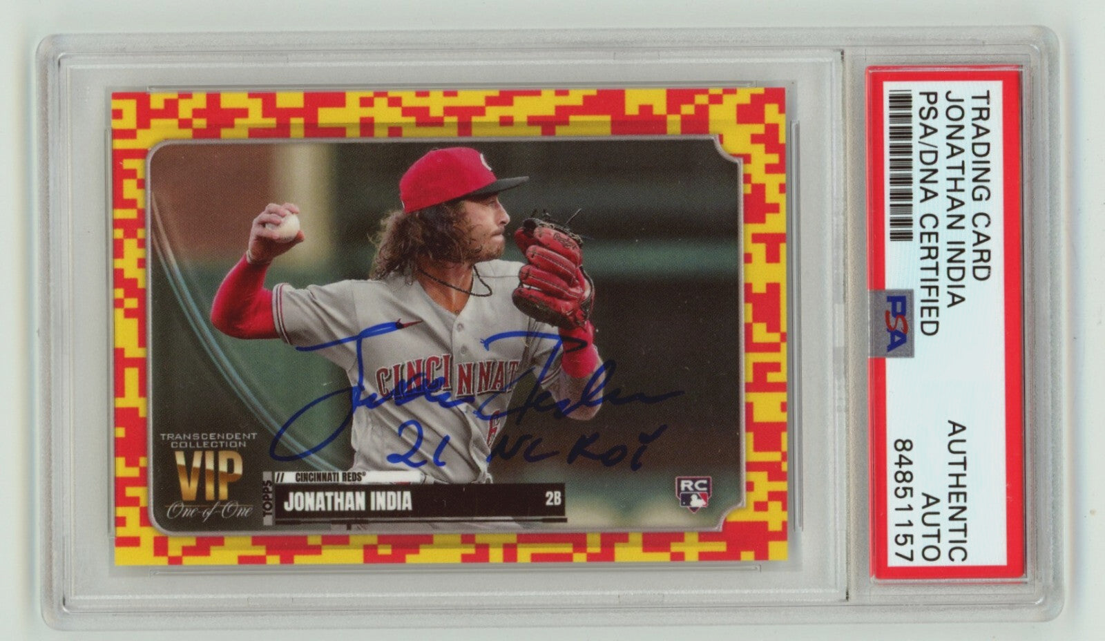 Jonathan India 2021 Topps Transcendent Collection VIP 1/1 RC Auto In PSA 10 Auto