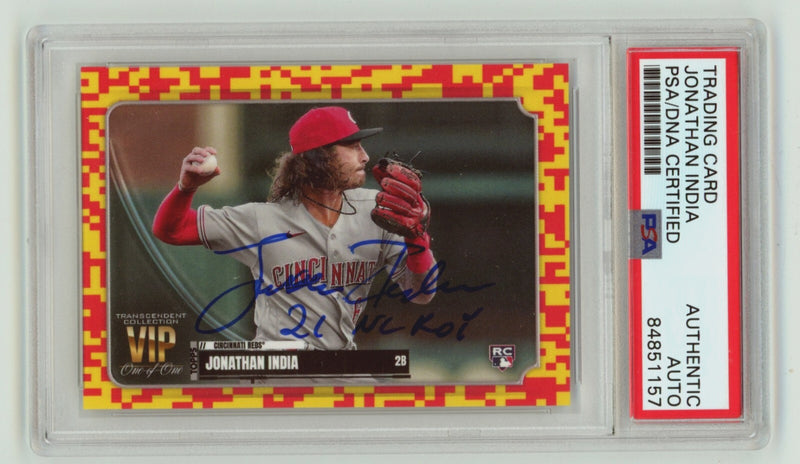 Jonathan India 2021 Topps Transcendent Collection VIP 1/1 RC Auto In PSA 10 Auto-1
