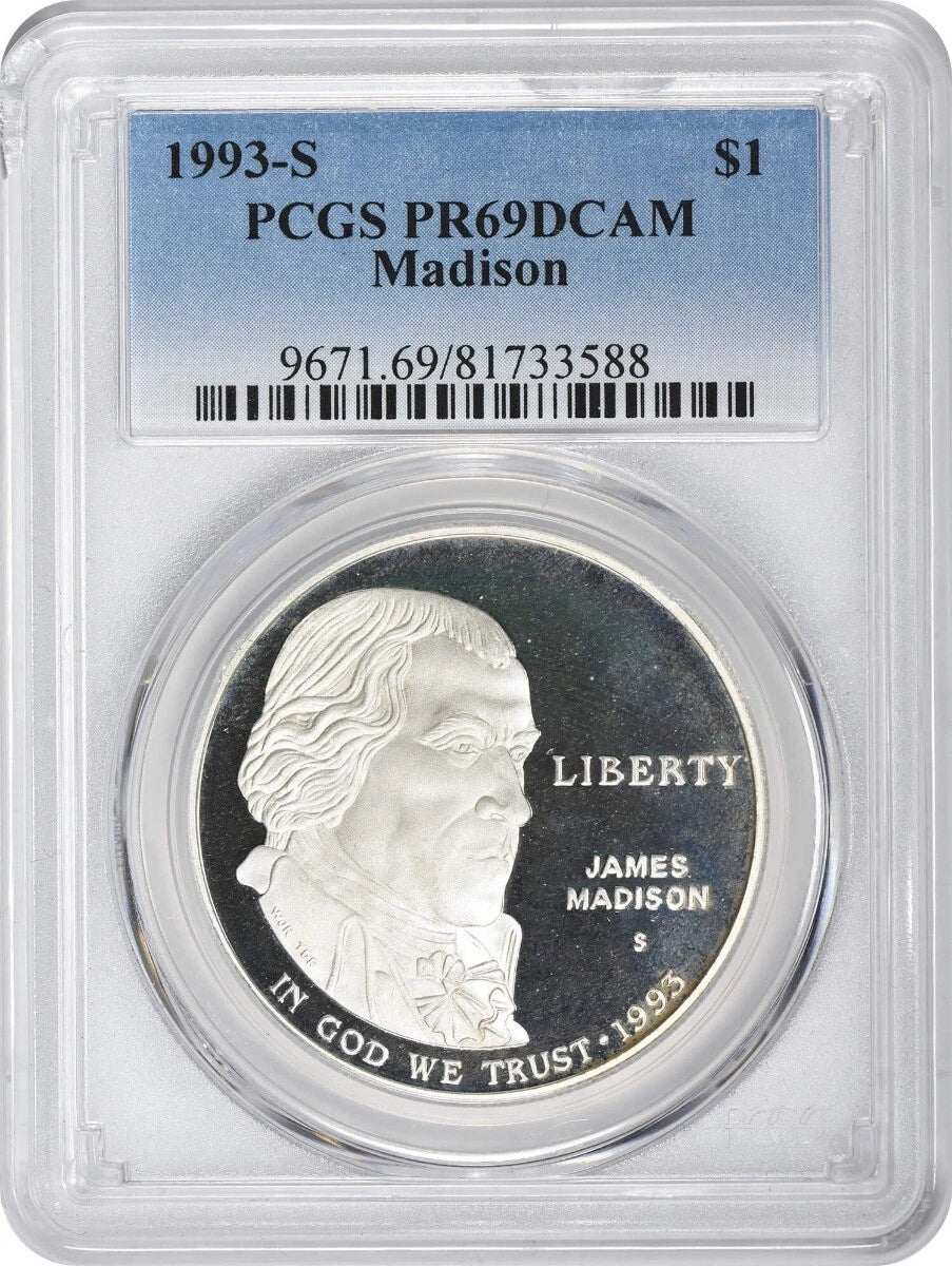 1993-S Madison Bill of Rights Silver Commemorative Dollar PR69DCAM-1