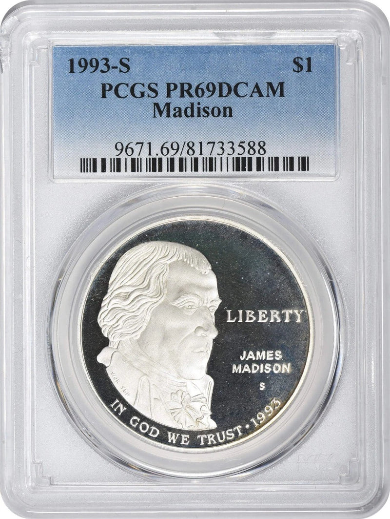 1993-S Madison Bill of Rights Silver Commemorative Dollar PR69DCAM-1