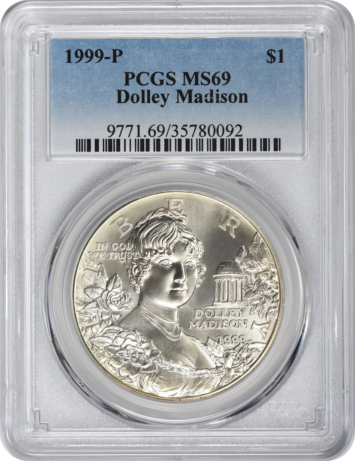 1999-P Dolley Madison Silver Commemorative Dollar MS69 PCGS Mint State 69-1