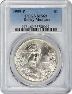 1999-P Dolley Madison Silver Commemorative Dollar MS69 PCGS Mint State 69-1