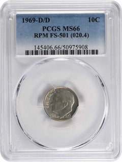 1969-D/D Roosevelt Dime RPM FS-501 MS66 PCGS-1