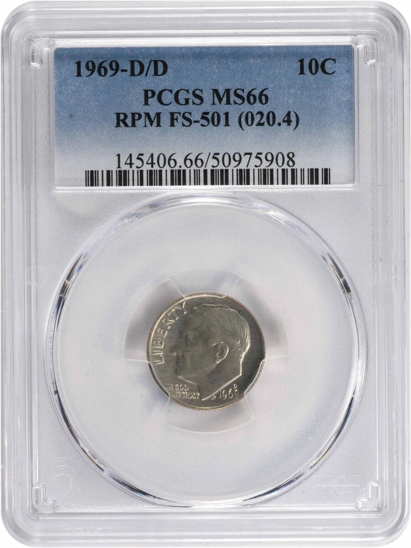 1969-D/D Roosevelt Dime RPM FS-501 MS66 PCGS-1