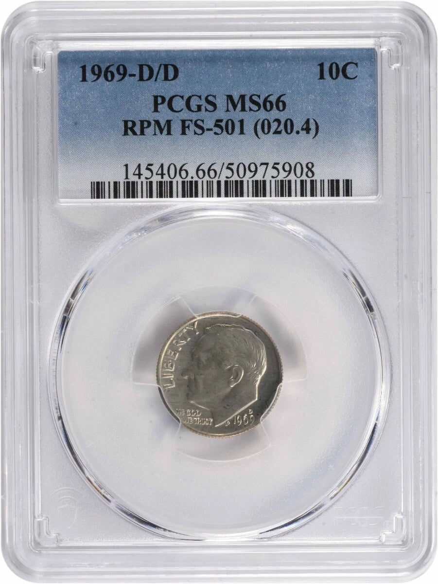 1969-D/D Roosevelt Dime RPM FS-501 MS66 PCGS