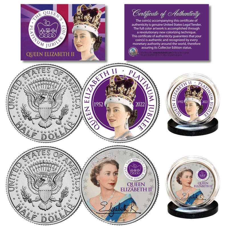 QUEEN ELIZABETH II 2022 Platinum Jubilee JFK Kennedy Half Dollar U.S. 2-Coin Set-2