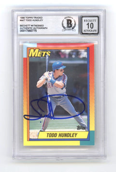 Todd Hundley 1990 Topps Traded #44T RC Signed Beckett BGS 10 Auto Mets-1