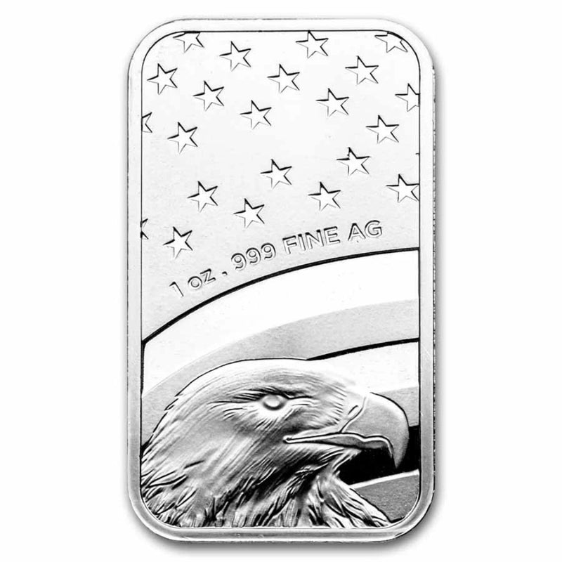1 oz Silver Bar - American Flag Design (Eagle Back)-2