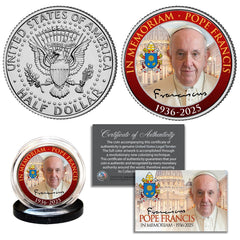 POPE FRANCIS in Memoriam 1936-2025 Genuine U.S. JFK Kennedy Half Dollar Coin-2