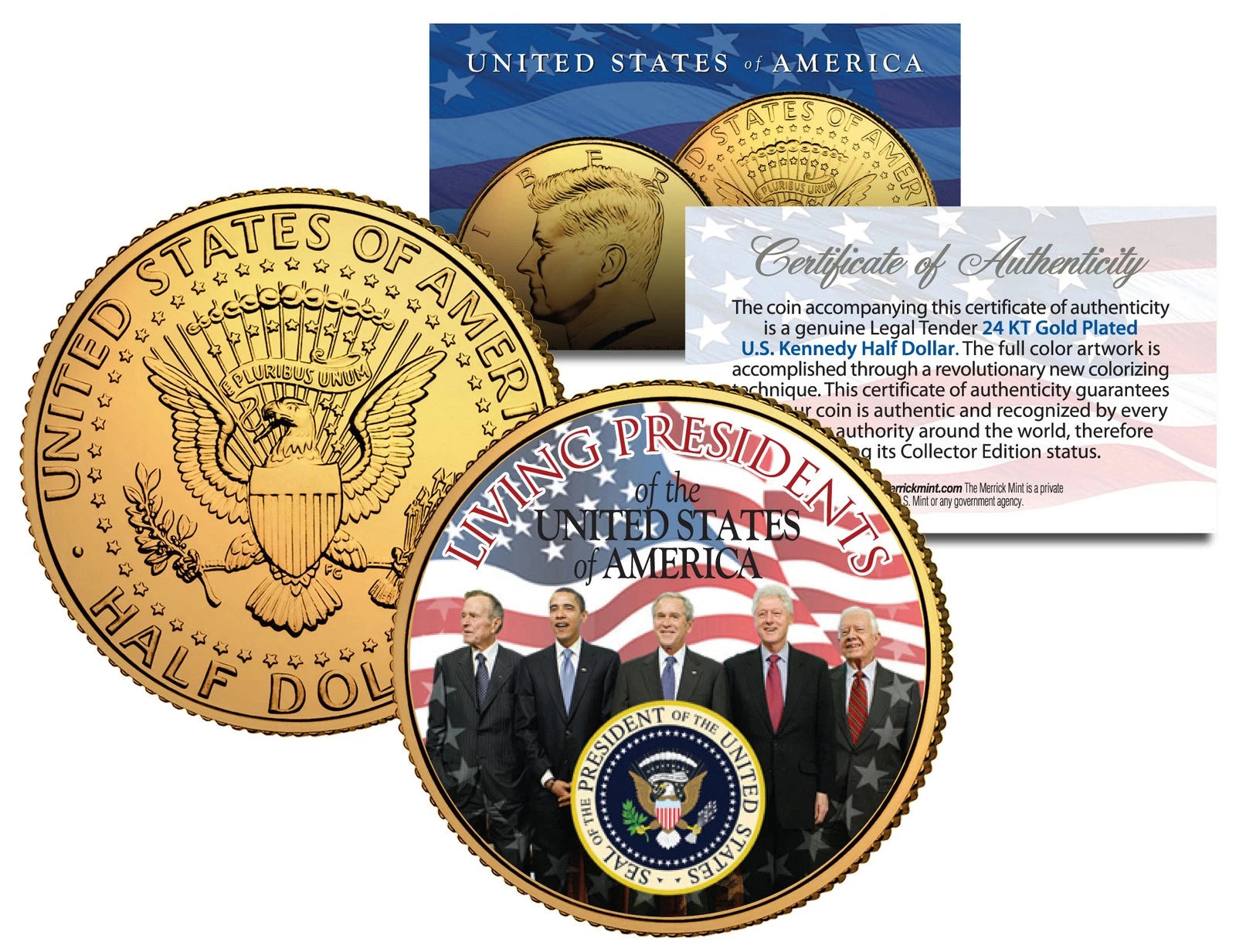 LIVING PRESIDENTS *Americana* JFK Half Dollar Coin 24K Gold Plated JIMMY CARTER