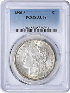 1890-S Morgan Silver Dollar AU58 PCGS-1