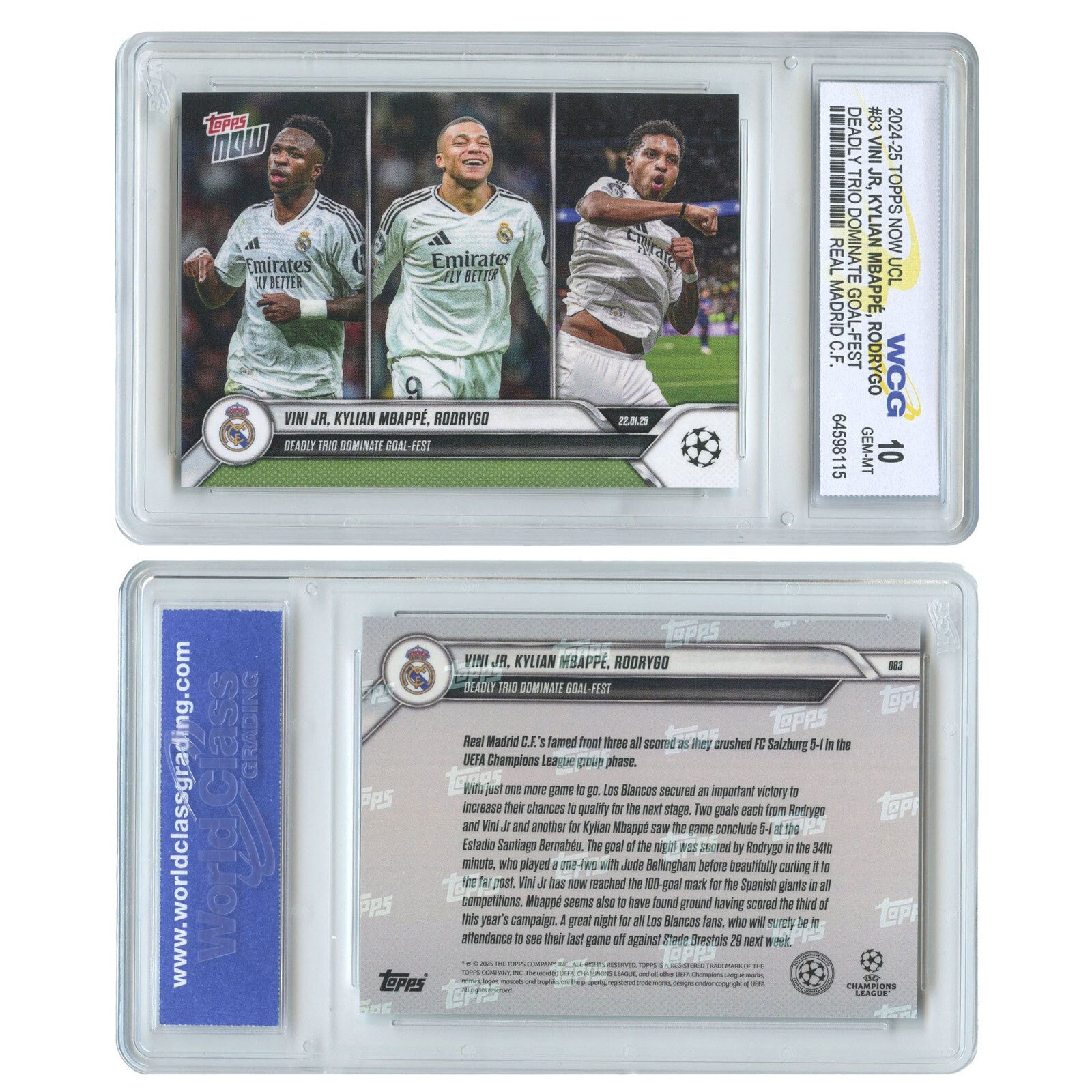 2024 Topps Now KYLIAN MBAPPE VINI JR RODRYGO Madrid Trio Card #83 - GEM MINT 10