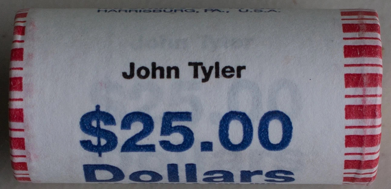 2009 P John Tyler Uncirculated One Dollar 25 Golden Coin Roll $1-3