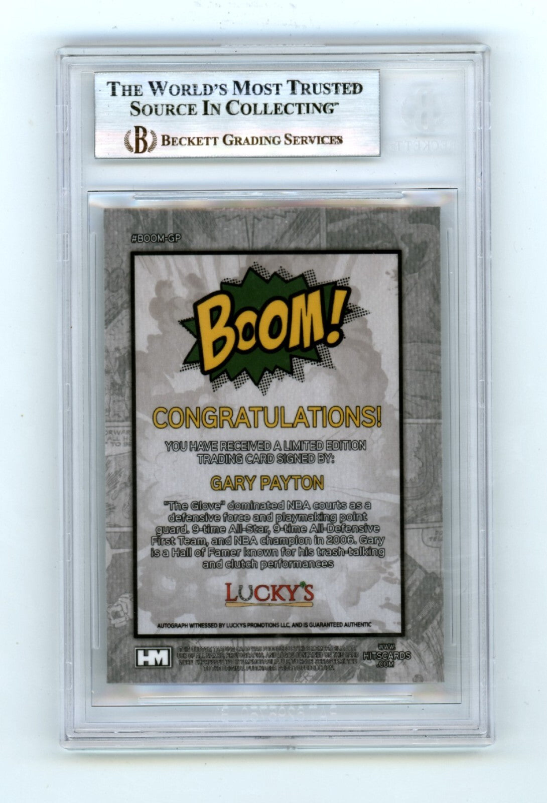 Gary Payton 2024 Hits Memorabilia BOOM Silver Signed BGS BAS Auto Sonics-2