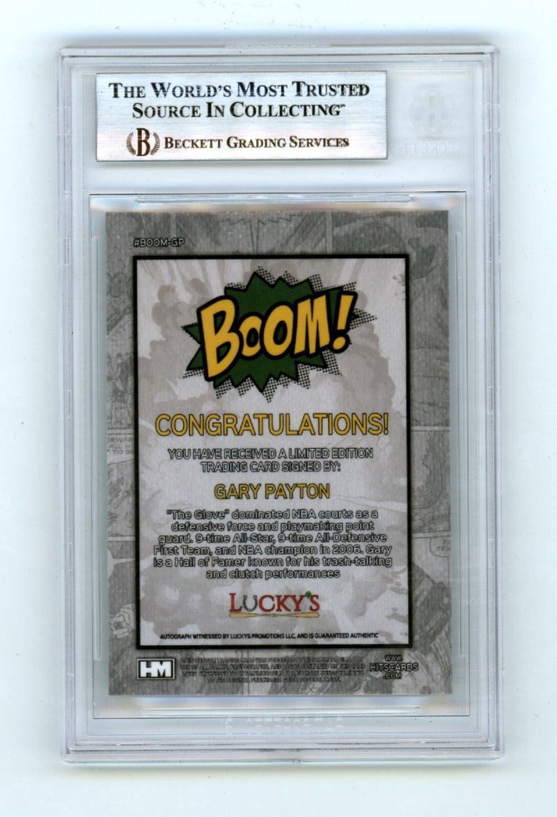 Gary Payton 2024 Hits Memorabilia BOOM Silver Signed BGS BAS Auto Sonics-2