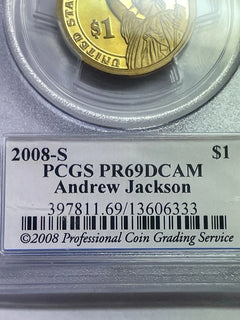2008-S Andrew Jackson One Dollar PCGS- PR 69 D CAM.-8