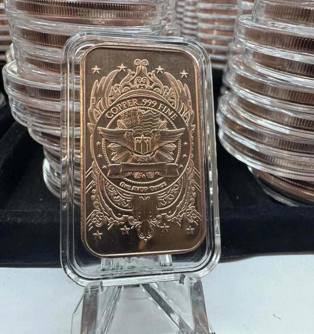 TUBE OF 20 X 1 OZ .999 FINE COPPER BARS BULLION 20 RANDOM PICK-8