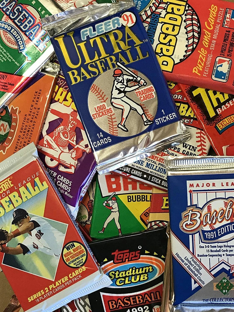 Old Baseball Cards Unopened Packs from Wax Box - Vintage 100 Card Lot Plus BONUS-2