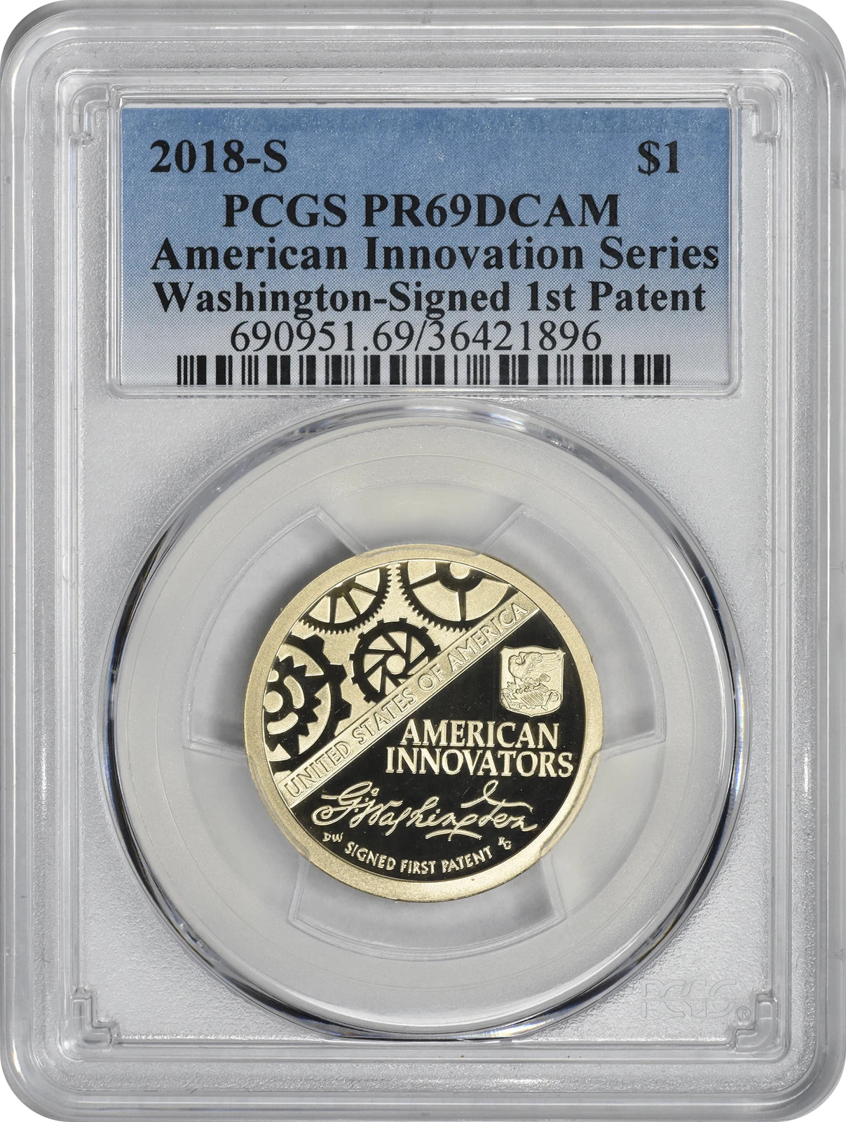 2018-S American Innovation Dollar PR69DCAM PCGS Washington Signed 1st Patent-1