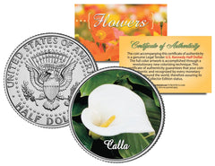 CALLA LILY FLOWER JFK Kennedy Half Dollar US Colorized Coin-1