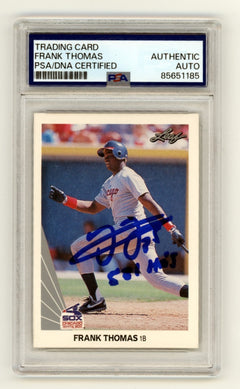 Frank Thomas 1990 Leaf #300 Signed Rookie RC w/ 521 HR's Insc PSA Authentic Auto-1