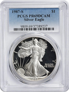 1987-S American Silver Eagle Dollar PR69DCAM PCGS Proof 69 Deep Cameo-1